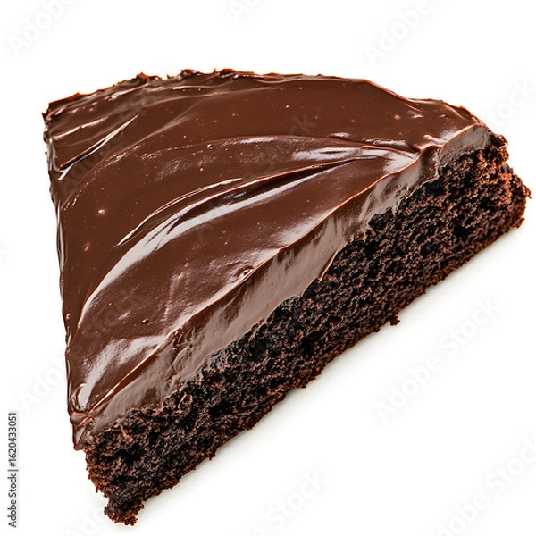 Fototapeta Decadent Slice of Chocolate Cake with Smooth Frosting