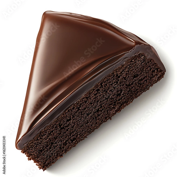 Fototapeta Decadent Slice of Chocolate Cake with Smooth Ganache Glaze