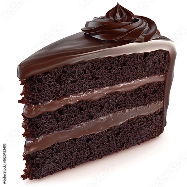 Fototapeta Decadent Slice of Chocolate Cake with Rich Frosting