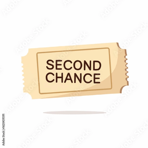 Fototapeta Ticket with text 'Second Chance' in flat design style  