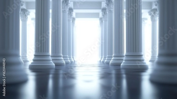 Fototapeta Classical Architecture: A Serene Hall of White Pillars