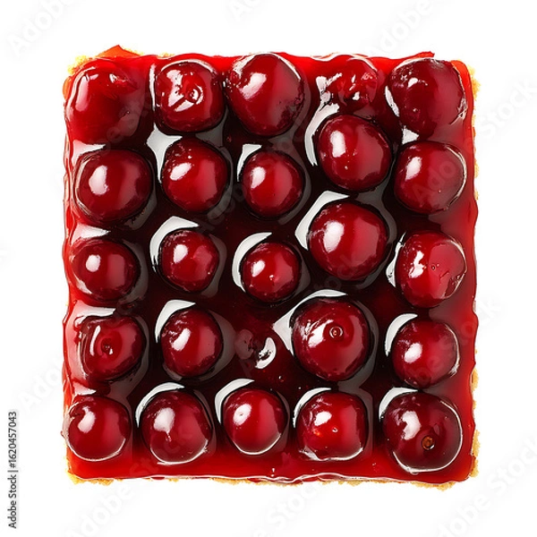 Fototapeta Square Cherry Dessert with Glossy Glaze and Arranged Cherries