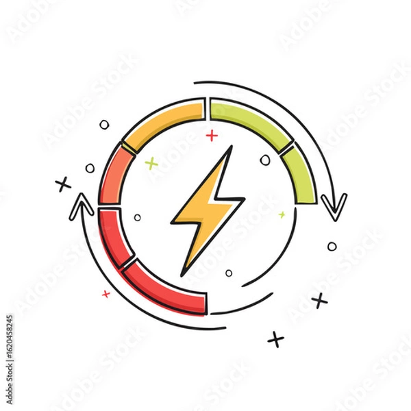 Fototapeta Electricity cycle graphic illustration energy flow circular process concept