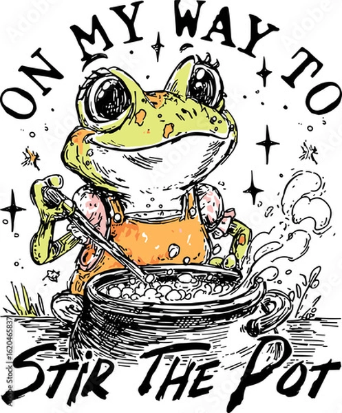 Fototapeta On My Way To Stir The Pot svg, Funny Frog svg