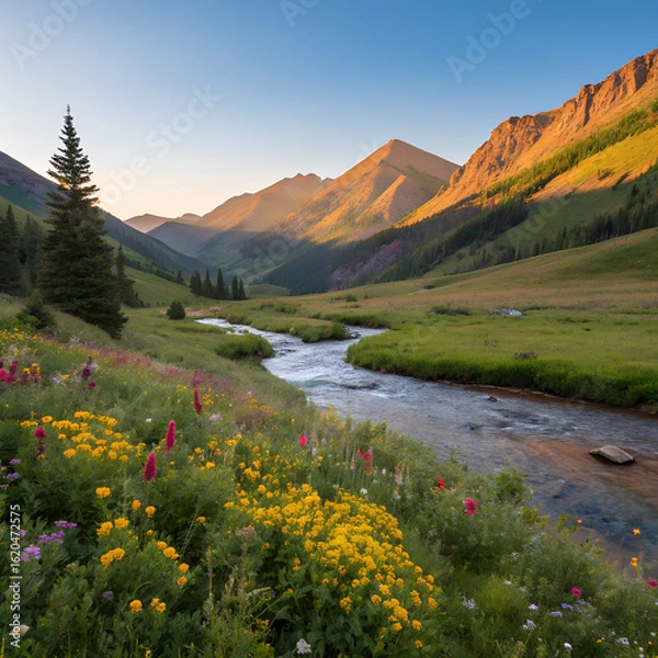 Fototapeta mountain landscape with lake