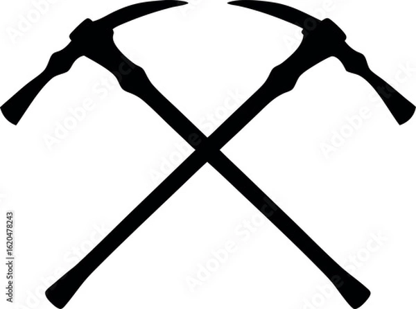 Obraz crossed pickaxe silhouette vector, mining pickaxe black icon, pickaxe isolated