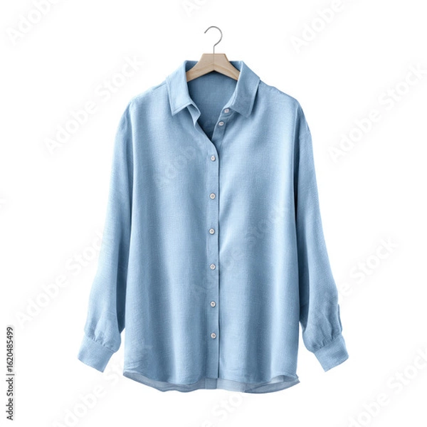 Obraz  Mockup of Linen Azure Shirt for Woman on Transparent Background