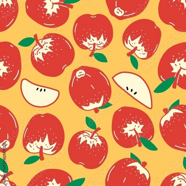 Obraz Seamless pattern of flat Red apples  