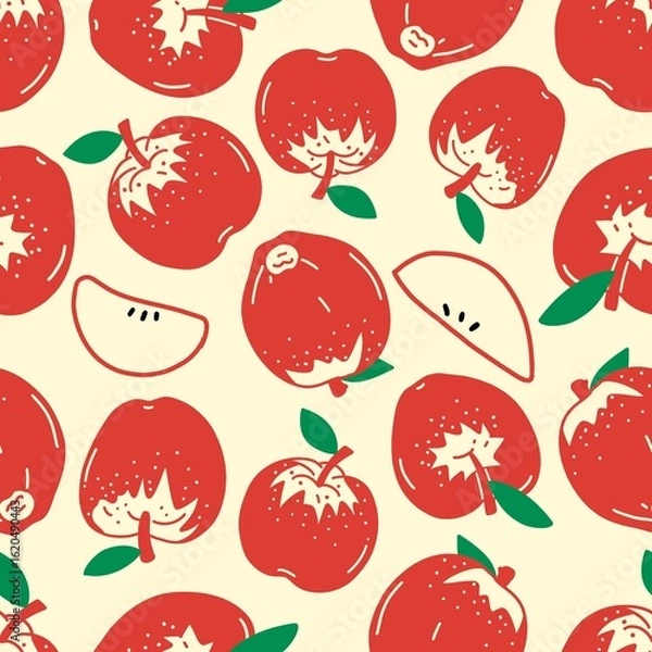 Obraz Seamless pattern of flat Red apples  