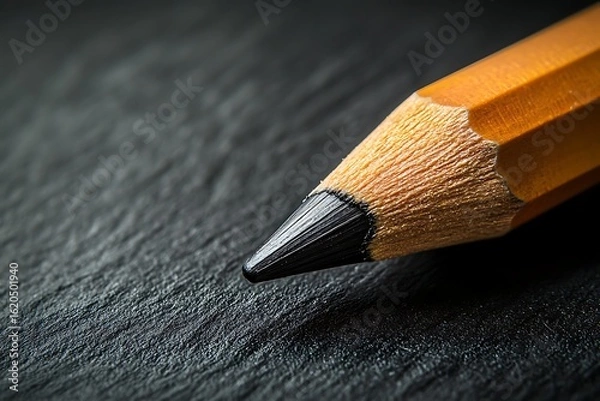 Obraz Sharp black graphite pencil on dark texture.