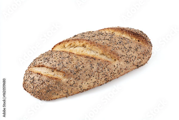Fototapeta a loaf of bread with poppy seeds on a white surface