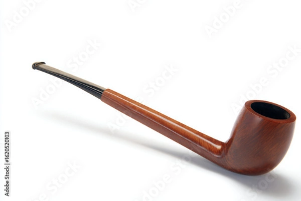 Fototapeta a pipe with a wooden handle on a white surface
