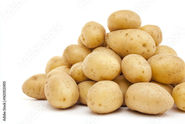 Fototapeta a pile of potatoes on a white surface