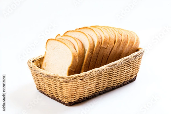 Fototapeta a basket of bread on a white surface