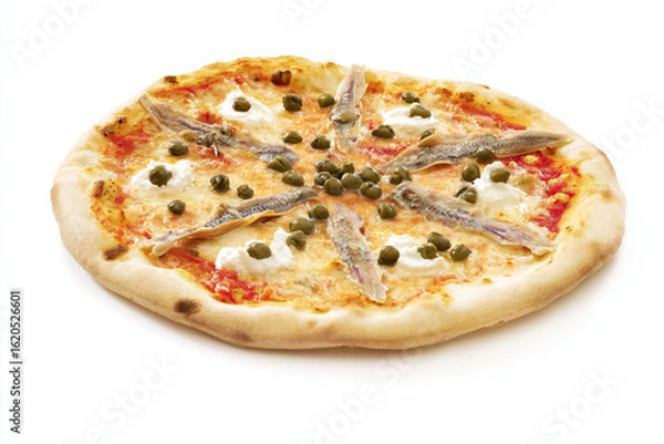 Fototapeta a pizza with an assortment of toppings on it