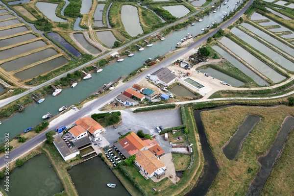 Fototapeta Marais Salants et parcs a Huitres du pays de Marennes (17)