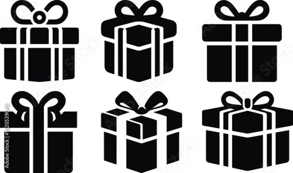 Obraz Gift box bundle silhouette icon vector art
