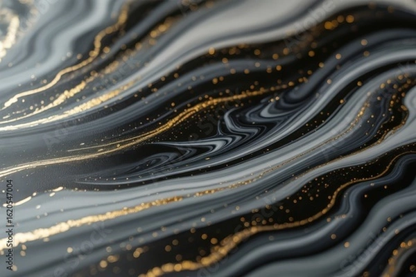 Obraz Abstract swirling marbling with gold veins and dark tones