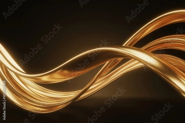 Obraz Elegant golden ribbons flowing in a dynamic abstract composition