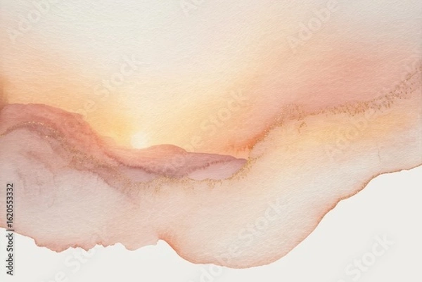 Obraz A delicate watercolor painting features soft peach, pink, and orange hues