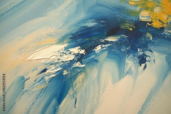 Obraz Abstract expressionist painting with dynamic blue and yellow brushstrokes
