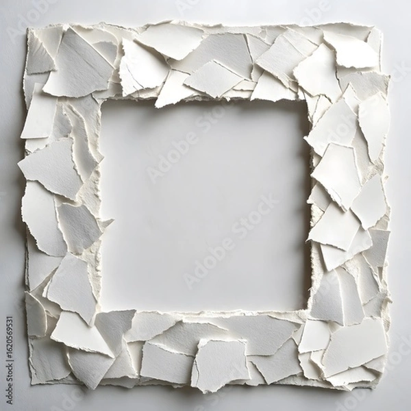 Obraz Textured white paper collage photo frame