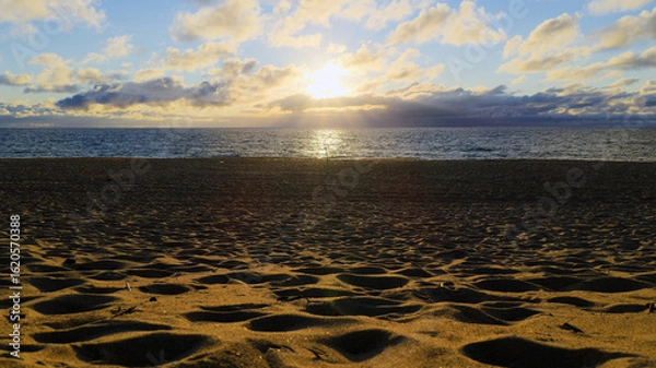 Obraz Sable et soleil du soir