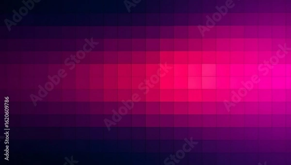 Fototapeta Vibrant Digital Grid with Gradient Glow from Deep Blue to Bright Magenta Pink