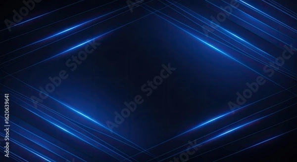 Fototapeta Futuristic Blue Glowing Lines Background with Space for Text and Logo