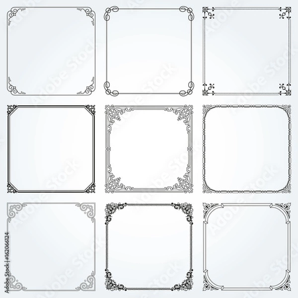 Fototapeta Decorative frames and borders square set vector