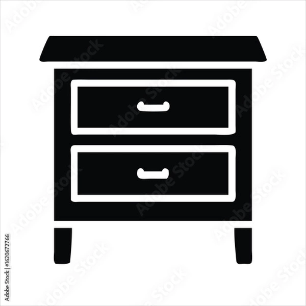 Fototapeta Silhouette vector icon nightstand  of  on white background