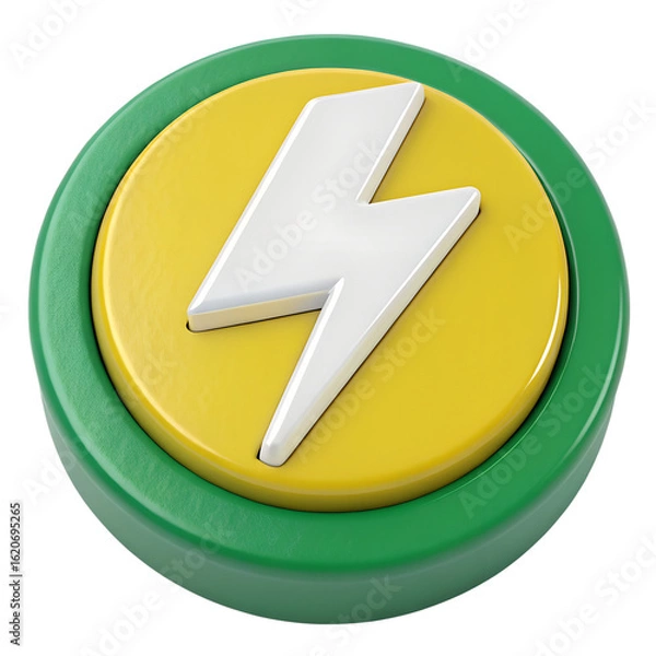 Fototapeta lightning icon on a white background , Green Circle with White Lightning Bolt