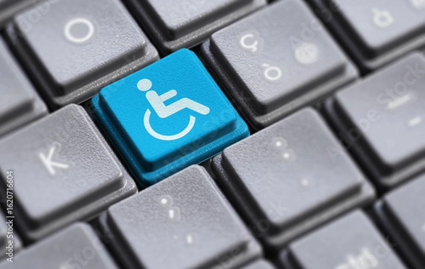 Obraz Website Accessibility Concept Wheelchair Icon On Computer Key