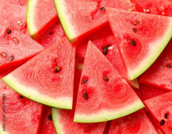 Fototapeta Close up of fresh slices of juicy watermelon