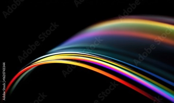 Fototapeta Abstract rainbow curves on black background