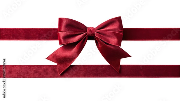 Fototapeta Elegant red satin ribbon bow against a stark black backdrop for luxury gifting and special events
