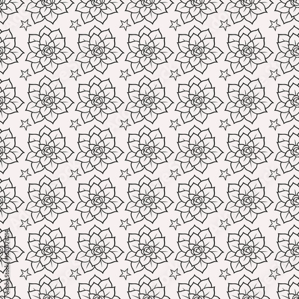 Fototapeta Seamless flowers pattern in modern damask style for fabric, tapestry, wallpaper, wrapping paper and background
