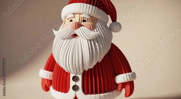 Fototapeta Santa Claus Figurine in a Layered Papercraft Art Style