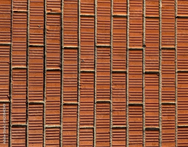 Fototapeta Brick wall pattern design. Brickwall background, simple orange wall