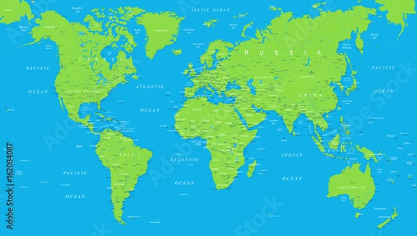 Fototapeta Vintage World Map - Vector Illustration