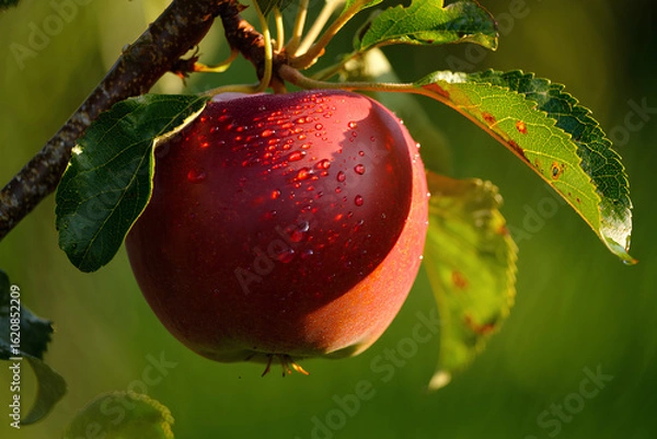 Obraz red apple on a branch