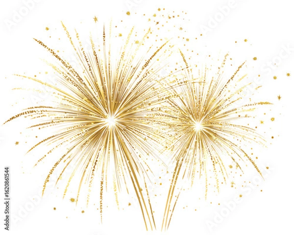 Fototapeta Celebrate with dazzling golden fireworks bursting in a spectacular festive display