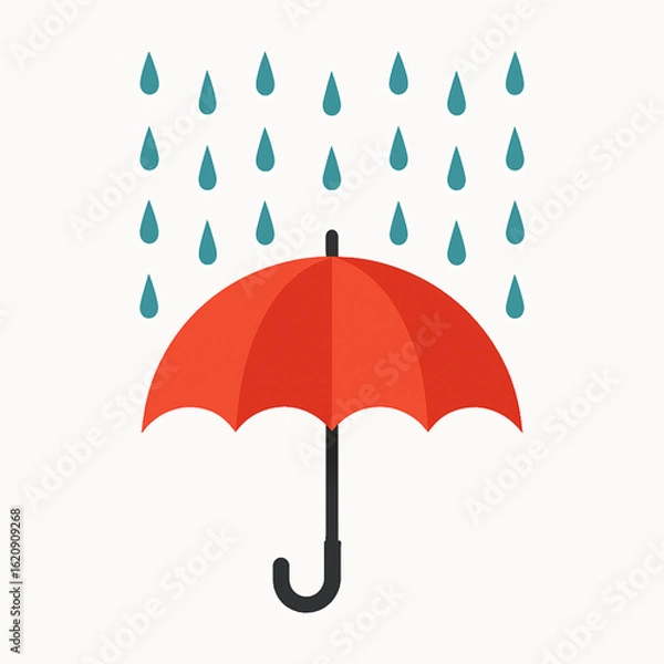 Obraz Red umbrella in the rain