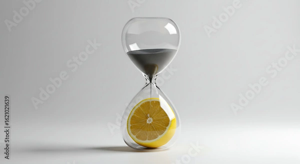 Obraz Boost your vitality with a fresh lemon inside hourglass, symbolizing time, health, and a zesty lifestyle