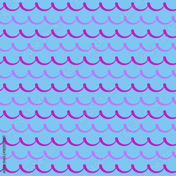 Fototapeta Seamless Wave Pattern in Pink and Purple on Blue Background