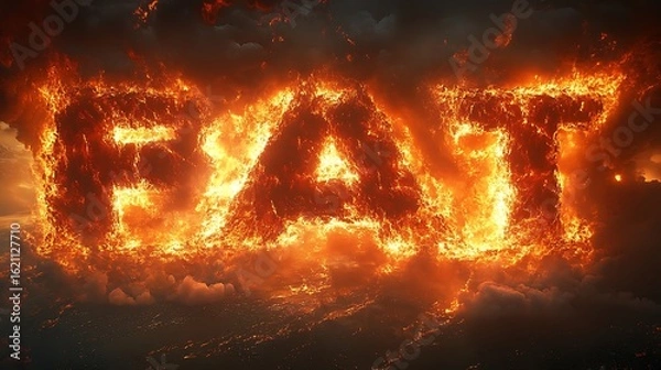 Obraz Fiery text formation in a dramatic sky.