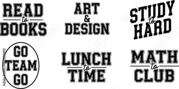 Obraz College and School Themed Varsity Typography Set
