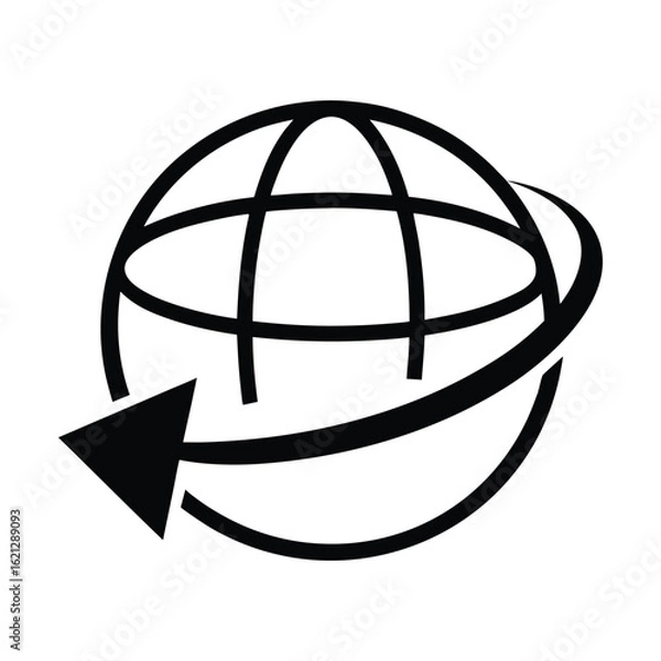 Obraz Arrow Looping Around Globe Outline Logo