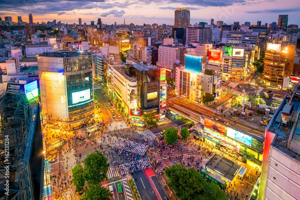 Fototapeta Shibuya Crossing z widoku z góry w Tokio