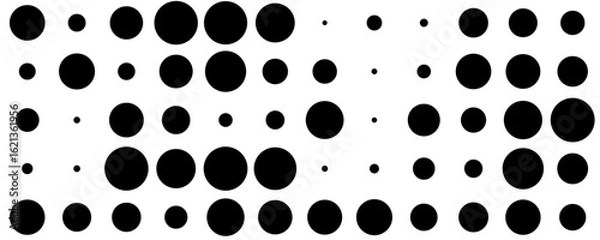 Obraz Circle shape abstract pattern. Black polka dot texture, geometric fragments grid